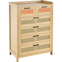 VEVOR 7 Drawer Rattan Dresser, Boho Dresser, Natural Rattan Chest of Drawers with Spacious Storage, for Bedroom, Living Room & Hallway, Rattan Nightstand with Sturdy Handles&Legs, Natural Wood
