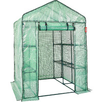 VEVOR Walk-in Green House, 4.6 x 4.6 x 6.6 ft , Greenhouse with Shelves, High Strength PE Cover with Zipper Door and Steel Frame, Assembly in Minutes, Suitable for Planting and Storage
