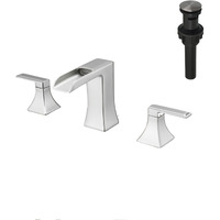New Waterfall Bathroom Sink Faucet 3 Hole Dual Handle 8 Inch Bath Faucet with Plastic Perforated Drainer