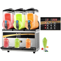 VEVOR Commercial Slushy Machine, 3x15L Tank Commercial Margarita Maker, 1200W Stainless Steel Frozen Drink Machine, Temperature Adjustment 26.6F to 28.4F, Perfect for Restaurants Cafes Bars