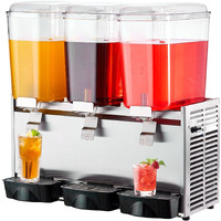 VEVOR Commercial Beverage Dispenser, 20.4 Qt 18L 3 Tanks Ice Tea Drink Machine, 680W 304 Stainless Steel Juice Dispenser with 41~53.6 Fahrenheit degrees Thermostat Controller