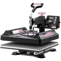8 in 1 Heat Press Machine 15x15 in 30oz Tumbler Press T-Shirts Black