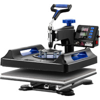 5 in 1 Heat Press Machine 15x15 in 30oz Tumbler Press T-Shirts Black+Blue