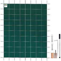 VEVOR Pool Safety Cover Fits 16x30ft Rectangle Inground Safety Pool Cover Green Mesh Solid Pool Safety Cover for Swimming Pool Winter Safety Cover