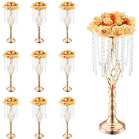 VEVOR 10PCS 55cm/21.65' Tall Crystal Wedding Flower Stand Vase for Party Decor