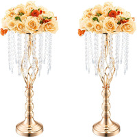 VEVOR 2PCS 55cm/21.65' Tall Crystal Wedding Flower Stand Vase for Party Decor