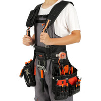 VEVOR Tool Belt with Suspenders 1680D Polyester, 29 Pockets, 29-54 inches Adjustable Waist Size, Tool Belts for Men, Heavy Duty Carpenter Tool Pouch for Carpenters, Electricians, and Gardening, Black