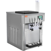 VEVOR Commercial Ice Cream Machine, 21 QT/H Yield, 1800W 3-Flavor Countertop Soft Serve Ice Cream Maker, 2 x 4L Hopper 2 x 1.8L Cylinder, LCD Panel Auto Clean Pre-cooling, for Restaurant Snack Bar