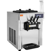 VEVOR Commercial Ice Cream Machine, 18-28 L/H Yield, 1850W 3-Flavor Countertop Soft Serve Ice Cream Maker, 2 x 5.5L Stainless Steel Cylinder, LED Panel Auto Clean Pre-cooling, for Restaurant Bars