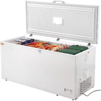 VEVOR Chest Freezer, 17.2 Cu.ft / 488 L Large Deep Freezer & 4 Removable Baskets, Freestanding Top Open Door Commercial Chest Freezers with Locking Lid, 7-Level Adjustable Temp, LED Lighting, 6 Wheels