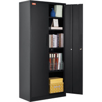 VEVOR Metal Storage Cabinet, Steel Locking Storage Cabinet with 2 Magnetic Doors and 4 Adjustable Shelves, 71'' Metal Cabinet 200 lbs Capacity per Shelf with 3 Keys, for Office, Home, Garage, Black