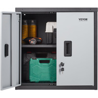 VEVOR Foldable Wall Cabinet, Metal Garage Cabinet Wall Mounted 26' Small Cabinet 240 LBS Loading Capacity Adjustable Shelf Magnetic Door File Locker for Garage Office Home Black