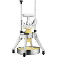 VEVOR Commercial Vegetable Fruit Chopper, Stainless Steel French Fry Cutter with 4 Blades 1/4" 3/8" 1/2", 6-wedge Slicer, Chopper Dicer with Tray, Heavy Duty Cutter for Potato Tomato Onion Mushroom
