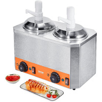 VEVOR Electric Cheese Dispenser with Pumps, 2.3x2 Qt Commercial Hot Fudge Warmer, Plastic Double Pumps Dispenser, 86-230F Temp Adjustable Nacho Cheese Sauce Warmer, for Hot Fudge Cheese Caramel