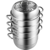 VEVOR 5-Tier Stainless Steel Steamer, 11'' Multi-Layer Cookware Pot with Handles on Both Sides, Work with Gas, Electric, Grill Stove Top, Dia-28cm, Sliver