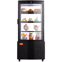 VEVOR Refrigerated Display Case, 3 Cu.Ft./85L Countertop Pastry Display Case, 3-Tier Commercial Display Refrigerator with LED Lighting, TURBO Cooling, Frost-Free Air-Cooling, Locked Door for Bakery