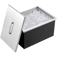 VEVOR Drop in Ice Chest, 20"L x 14"W x 12"H Stainless Steel Ice Cooler, Commercial Ice Bin with Cover, 40 qt Outdoor Kitchen Ice Bar, Drain-pipe and Drain Plug Included, for Cold Wine Beer