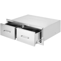 VEVOR Outdoor Kitchen Drawers 30" W x 10" H x 20" D, Horizontal Double BBQ Access Drawers Stainless Steel with Handle, BBQ Island Drawers for Outdoor Kitchens or Patio Grill Station