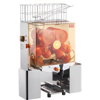 VEVOR Commercial Orange Juicer Machine, 120W Automatic Juice Extractor with Water Tap, Stainless Steel Orange Squeezer 20 Oranges/Minute, with Pull-Out Filter Box, PC Cover, 2 Peel Collecting Buckets