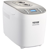 VEVOR Bread Maker, 15-in-1 3LB Dough Machine, Nonstick Ceramic Pan Automatic Breadmaker with Gluten Free Setting, Whole Wheat Bread Making, Digital, Programmable, 3 Loaf Sizes, 3 Crust Colors, White