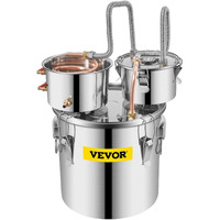 VEVOR Water Alcohol Distiller, 3 Gal, Distillery Kit w/Circulating Pump, Alcohol Still Copper Tube, Whiskey Distilling Kit w/Build-In Thermometer, Whiskey Making Kit for DIY Alcohol, Stainless Steel