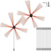 VEVOR Chimney Sweep Kit 39FT Length, Chimney Brush Kit with 12 Nylon Flexible Rods and 2 Brush Head, Rotary Chimney Cleaning Kit Driven by Drill, Chimney Brush Rod Kit for Sweeping Fireplace