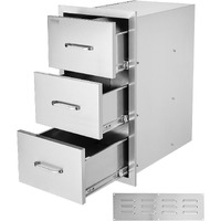 VEVOR Outdoor Kitchen Drawers 16" W x 28.5" H x 20.5" D, Flush Mount Triple Access BBQ Drawers Stainless Steel with Handle, BBQ Island Drawers for Outdoor Kitchens or Patio Grill Station