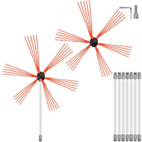 VEVOR Chimney Sweep Kit 26FT Length, Chimney Brush Kit with 8 Nylon Flexible Rods and 2 Brush Head, Rotary Chimney Cleaning Kit Driven by Drill, Chimney Cleaning Tool Kits for Sweeping Fireplace