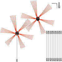VEVOR Chimney Sweep Kit 33FT Length, Chimney Brush Kit with 10 Nylon Flexible Rods and 2 Brush Head, Rotary Chimney Cleaning Kit Driven by Drill, Chimney Brush Rod Kit for Cleaning Fireplace