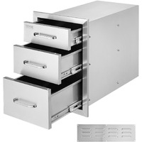 VEVOR Outdoor Kitchen Drawers 14" W x 20.3" H x 23" D, Flush Mount Triple Access BBQ Drawers Stainless Steel with Handle, BBQ Island Drawers for Outdoor Kitchens or Patio Grill Station