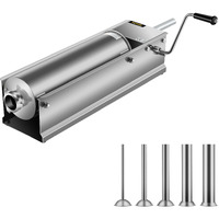 VEVOR Horizontal Sausage Stuffer 7L/15Lbs Manual Sausage Maker With 5 Filling Nozzles Sausage Stuffing Machine For Home & Commercial Use Stainless Steel