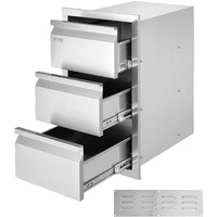 VEVOR Outdoor Kitchen Drawers 14.7" W x 25.4" H x 18.7" D, Box Frame Style Flush Mount BBQ Drawers with Stainless Steel Handle, BBQ Island Drawers for Outdoor Kitchens or Patio Grill Station