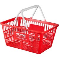 VEVOR Shopping Basket Portable Grocery Basket 12PCS 21L with Handle & Stand Red