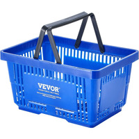 VEVOR Shopping Basket, Set of 12, 24L Durable Plastic Grocery Basket with Handle and Stand, 16.73 x 11.61 x 8.86 inch Portable Shop Basket Bulk Used for Retail Store Supermarket Grocery Shopping, Blue