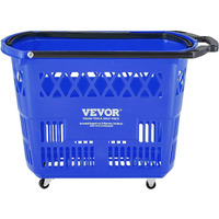 VEVOR Plastic Rolling Shopping Trolley Basket On Wheels 6PCS 39L with Handle