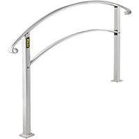 VEVOR Handrails for Outdoor Steps, Fit 1 or 4 Steps Outdoor Stair Railing, White Wrought Iron Handrail, Flexible Front Porch Hand Rail, Transitional Handrails for Concrete Steps or Wooden Stairs