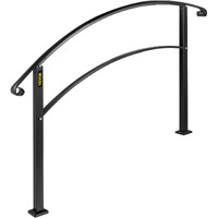 VEVOR 4-Step Handrail Fits 1 or 4 Steps Matte Black Stair Rail Wrought Iron Handrail with Installation Kit Hand Rails for Outdoor Steps
