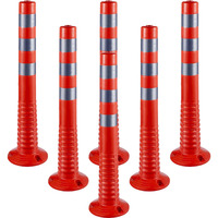 VEVOR Traffic Delineator, 6 PCS Posts Channelizer Cone, Delineator Post Kit 30' in Height, PU Traffic Post, Orange Safety Cones, Portable Spring Posts with Base, Barrier Cones with Reflective Bands