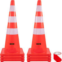 VEVOR Safety Cones, 6 x 36" Traffic Cones, PVC Orange Construction Cones, Reflective Collars Traffic Cones with Weighted Base Used for Traffic Control, Driveway Road Parking and School Improvement