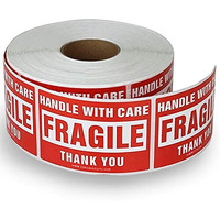 Enko - 2 X 3 Inch Fragile Stickers Handle With Care Warning Packing Shipping Label - Permanent Adhesive (1 Roll, 500 Labels)