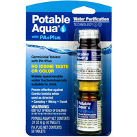 Potable Aqua Water Purification Tablets With Pa Plus, Portable And Effective Solution For Camping, Hiking, Emergencies, Natural Disasters And International Travel, Two 50Ct Bottles