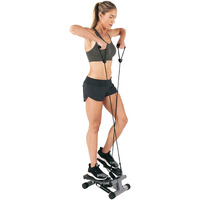 Sunny Health & Fitness Mini Stepper For Exercise Low-Impact Stair Step Cardio Equipment With Resistance Bands, Digital Monitor, Optional Twist Motion Stepper