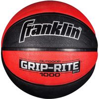 Franklin Sports Grip-Rite 1000 Youth Basketball - Durable Basketball - Junior Size Basketball For School, Camp, Home Basketball Practice - Indoor And Outdoor Basketball - Black/Red -27.5""