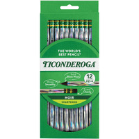 Ticonderoga Noir Black Wood-Cased #2 Pencils, Holographic Design, 12 Count