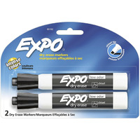 Expo Low Odor Dry Erase Markers, Chisel Tip, Black, 2 Pack
