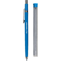 Markal 96107- Markal Refillable Mechanical Holder With 6 Silver Highly Visible Reflective Lead Refills, Built-In Sharpener, 1 Click Advance -Ideal For Metal Layout & Fabrication Work, Silver Streak