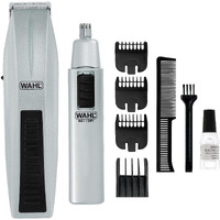 Wahl Beard Trimmer For Men - Battery Operated Facial Hair Grooming Set For Mustaches, Beard, Neckline, Light Detailing And Grooming With Bonus Battery Nose & Ear Hair Trimmer - Model 5537-420