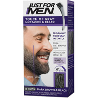 Just For Men Touch Of Gray Mustache & Beard Coloring For Gray Hair With Brush Included For Easy Application, Great For A Salt And Pepper Look - Dark Brown & Black, B-45/55, Pack Of 1
