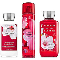 Bath & Body Works Japanese Cherry Blossom Set - Shower Gel 10 Oz, Fragrance Mist 8 Oz, Body Lotion 8 Oz