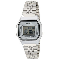 Casio Ladies Mid-Size Silver Tone Digital Retro Watch La-680Wa-7Df